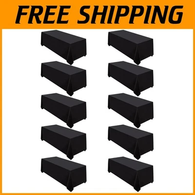 10 Pack Black Tablecloth Set - 90x156 Rectangular Polyester - Image 1 of 4