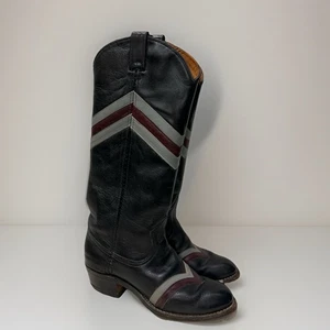 Vintage Miss Capezio Damen 5,5 Western Cowboystiefel schwarz Leder V-Streifen - Bild 1 von 22