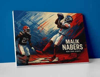 Malik Nabers Poster or Canvas - Malik Nabers Catch NY Giants Wall Art Painting - Image 1 of 4