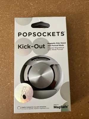PopSockets MagSafe Kick-Out PopGrip Phone Grip & Stand Ring Alum Silver OPEN NEW - Image 1 of 4