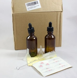 12 Pack of 2oz 60ml Amber Glass Bottles + 9 Droppers For Essential Oils - Picture 1 of 9