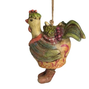 Vintage Hahn Weihnachtsschmuck Glocke Beine Keramik 3,5" groß Bauernhof Huhn - Bild 1 von 9