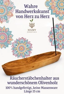 Räucherstäbchenhalter 25 cm aus Olivenholz massiv & schwer handgefertigt PREMIUM - Bild 1 von 4