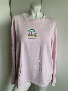 Life Is Good size Large women’s pink long sleeve Beach T-shirt - Picture 1 of 6