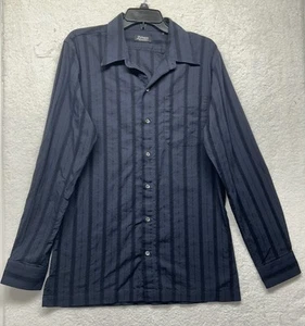 Barbanera Mens Size L Blue Long Sleeve Striped Button Up Shirt (T4) - Picture 1 of 7