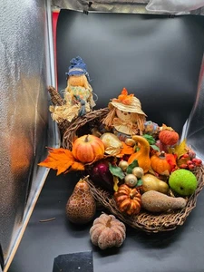 Erntedank 26 x 15 extra großes gewebtes Füllhorn Horn mit viel Herbstdeko - Bild 1 von 13