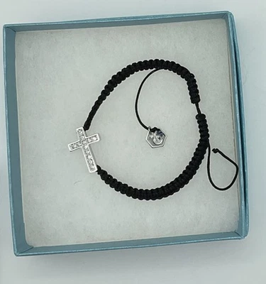 Pulsera Cruz Cristal Touchstone by Swarovski, Tejida Ajustable Negra Foto 1 de 4