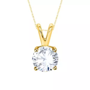 0,25 Karat Runde Zertifizierte Labor Gewachsen Diamant Solitär Anhänger Kette 14K Gelbgold - Bild 1 von 9