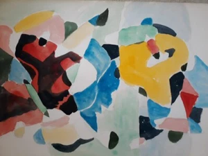 VINTAGE ABSTRAKTES EXPRESSIONISTISCHES AQUARELL MID CENTURY JACOB SEMIATIN WOODSTOCK - Bild 1 von 5
