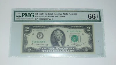 1976 $2 Federal Reserve STAR Note Atlanta PMG 66  - Image 1 of 3