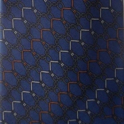 Corbata de seda con cadenas a rayas azul plata Foto 1 de 4