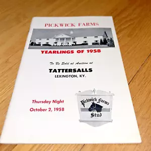 1958 PICKWICK FARMS Bucyrus Ohio YEARLINGS Sale TATTERSALLS with SALES PRICE - Picture 1 of 11