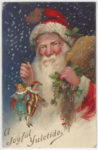 1911 Navidad Santa Claus Primer plano - Santo y juguetes - Postal vintage - Imagen 1 de 2