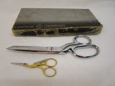 Marks Mundial Vintage Scissor Set in Box Shears and Thread Snippers Bird Design - Image 1 of 4