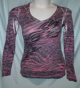 Eyelash Couture Multicolor Geometric V-Neck LS Knit Tee Size L Junior - Bild 1 von 4