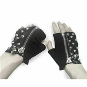 Devil Fashion Men's Punk Fingerless Short Gloves Motorcycle Metal Rivet Gloves - Picture 1 of 11