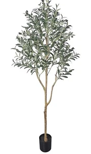 Phimos Artificial Olive Tree Tall Fake Potted Olive Silk Tree with Planter - Picture 1 of 7