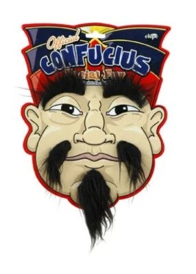 Confucius Style Mustache Beard & Eyebrow Set Blk Synthetic Hair Character Set  - Image 1 of 2