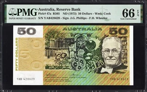 Australia 50 Dollars 47a 1973 Phillips Wheeler PMG66 Gem UNC EPQ SECOND BEST - Picture 1 of 3
