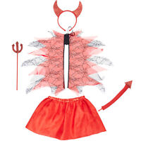 Kinder Teufel Kostüm mit Kapuzenmaske rot Gr 128 140,158 Karneval Halloween