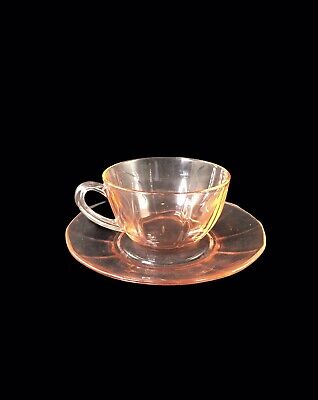 Pink Depression Glass Tea Cup And Saucer Mid Century • 10€