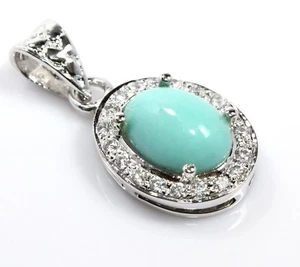 Turquoise Pendant Sterling Silver Jewelry Anniversary Birthday Gift Brides 56 - Picture 1 of 12