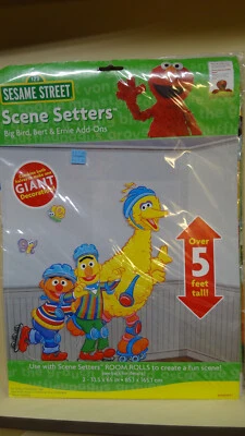 SESAME STREET Big Bird, Bert & Ernie with add-on's Wall SCENE SETTERS 5' New - Image 1 of 4