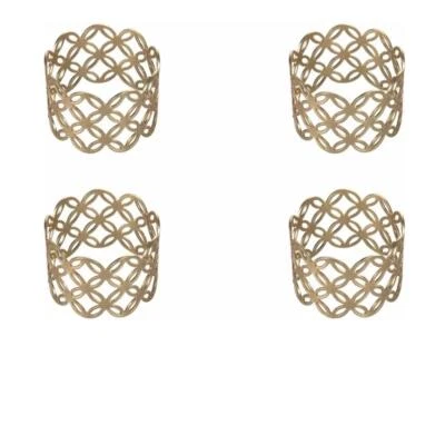 Villa D' Este set 4 porta lega tovaglioli da tavola in metallo oro mod.Cerchio - Immagine 1 di 2