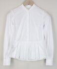 SUISTUDIO Annie Women Shirt UK6R White Cotton Mix Stretch Pleated Long Sleeved