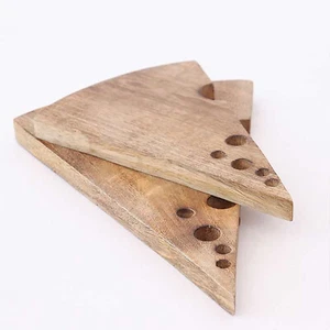 Holz Schneidebrett Serviertablett Käsespitzenform light burnt - Bild 1 von 12