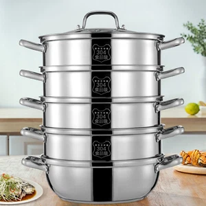 Hervidor de vapor de inducción 28/30/32 cm 5 capas acero inoxidable estufa de vapor nuevo - Imagen 1 de 44