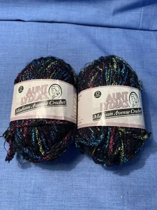 2 Skeins/balls Of Aunt Lydia’s Madison Avenue Crochet Yarn Midnight Multicolor - Picture 1 of 6
