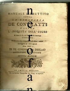 Raro 700 G. da Diecimo, Manuale istruttivo sopra la giustizia de' contratti.1779 - Bild 1 von 2
