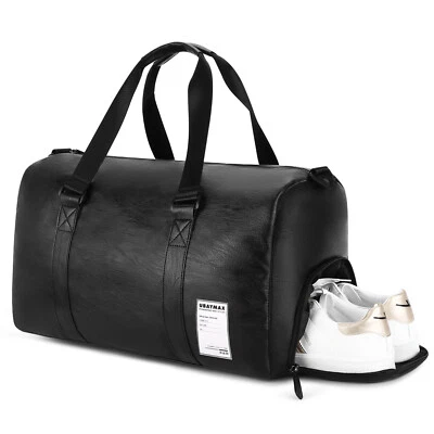 37L Herren Damen Weekender Leder Reisetasche Sporttasche mit Schuhfach Nassfach - Bild 1 von 4