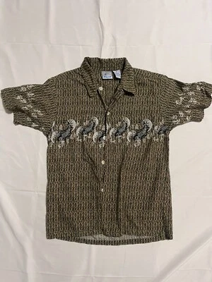 Vintage 90s y2k 2000s Utility Brand Koi Fish Button Down Youth Medium 8 - Image 1 of 4