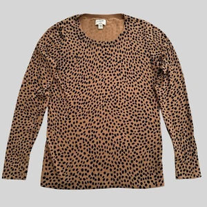 J Crew Sweater Women’s XS Teddie Leopard Print Long Sleeve Lightweight - Picture 1 of 8