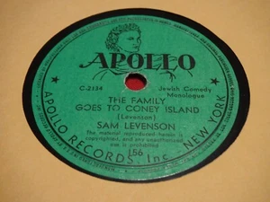 Sam Levenson 78 rpm Apollo 156 Family Coney Island Story Of Bar Mitzvah Boy 1947 - Imagen 1 de 5