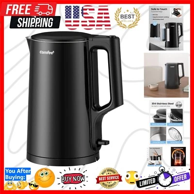 Tetera eléctrica moderna de 1,7 L con tapa de dos niveles y 1500 W de potencia de ebullición rápida Foto 1 de 4