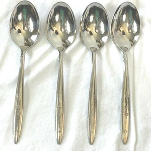 Vintage Rogers Oneida Sunburst 4 Tablespoons Soup Spoons Atomic Stars UT - Picture 1 of 4