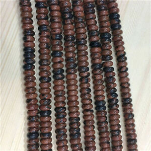 1 Strand/67Pcs 10x6mm Natural Mahogany Obsidian Abacus Loose Beads 15.5" EE2685