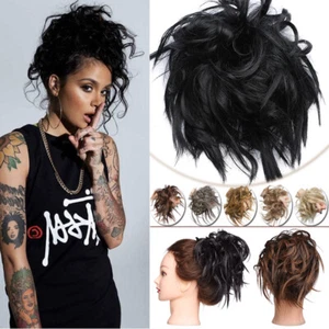 45g LARGE Messy Bun Hair Piece Scrunchie Updo Wrap Extensions as Human Natural - Picture 1 of 35