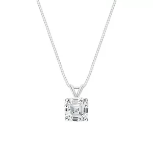 2,50 Karat Asscher erstellt Diamant echt massiv 18K Weißgold Anhänger 18 Zoll Halskette - Bild 1 von 3