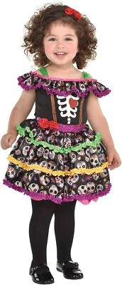 Día de los Muertos Niña Esqueleto Calavera Disfraz Elegante Halloween Bebé Niño Disfraz Foto 1 de 2