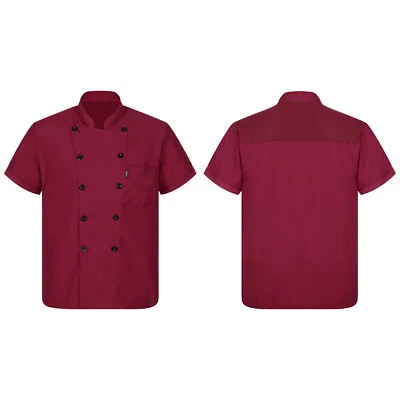 Adult T-Shirts Unisex Chef Coat With Pockets Jacket Restaurant Blouse Canteen - Image 1 of 3