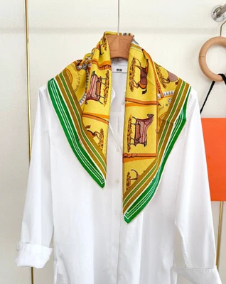 70% Cashmere 30% Silk Double Face Print Scarf pony Print Shawl 65X65cm Wrap new  - Image 1 of 4