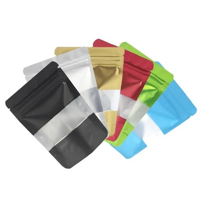 Mylar Foil Food Storage Stand Up Zip Seal Pouch Smell Proof Bags with Window - Image 1 of 4