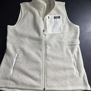 L.L.Bean Damen XL Fleece Weste Full Zip Pullover Strick Ärmellos Oberteil Beige - Bild 1 von 4