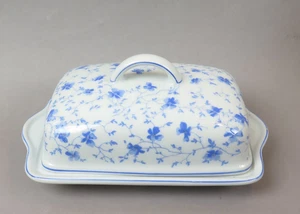 Arzberg Butterdose Form 1382 Blaublüten Porzellan 20,5 x 12,7 cm (Boden) um 1940 - Bild 1 von 9