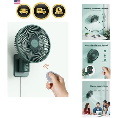 Wall Mount Oscillating Fan with Remote 8.5 Inch Small RV Fan 4 Speeds Quiet - Image 1 of 4