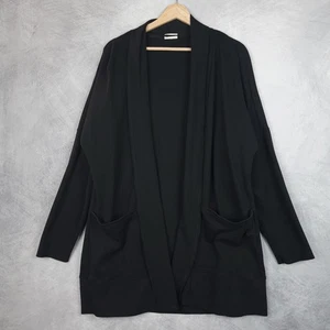 Pact Cardigan Womens Medium Large Black Organic Cotton Open Front Pockets Knit - Picture 1 of 20